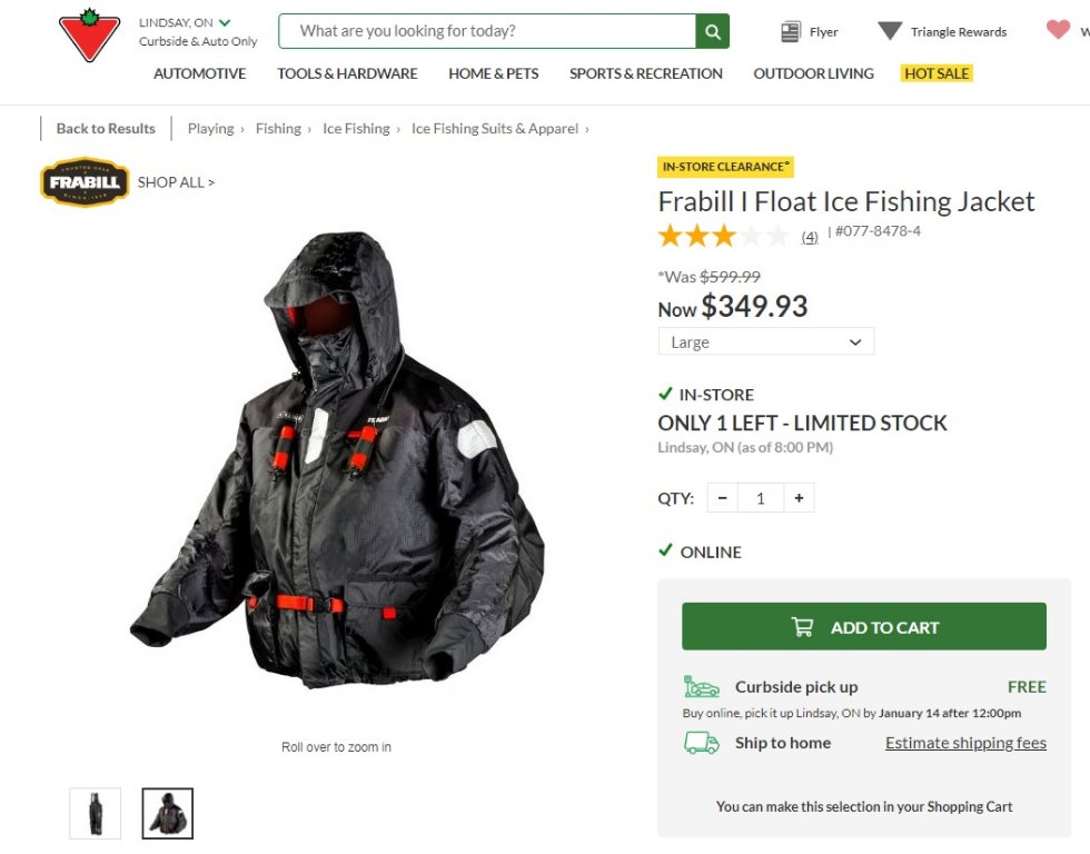 Anyone have this suit? Frabill I Float Ice Fishing Jacket - General  Discussion - Ontario Fishing Community Home